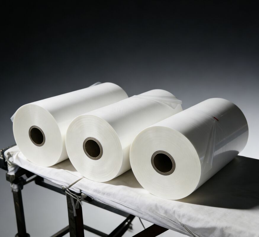 Film laminasi matte dengan ketebalan 17 hingga 45 mikron dan tekstur permukaan matte halus dengan perawatan corona sisi ganda