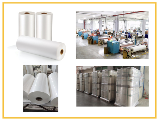 Pro Coating Transparan Gloss BOPP Film Laminasi Untuk Media Kertas Tas Pertunjukan
