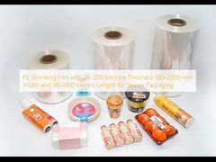 Film Penyusutan PE dengan Ketebalan 30–200 Mikron, Lebar 100–2000 mm, dan Panjang 30–1000 Meter untuk Pengemasan yang Aman